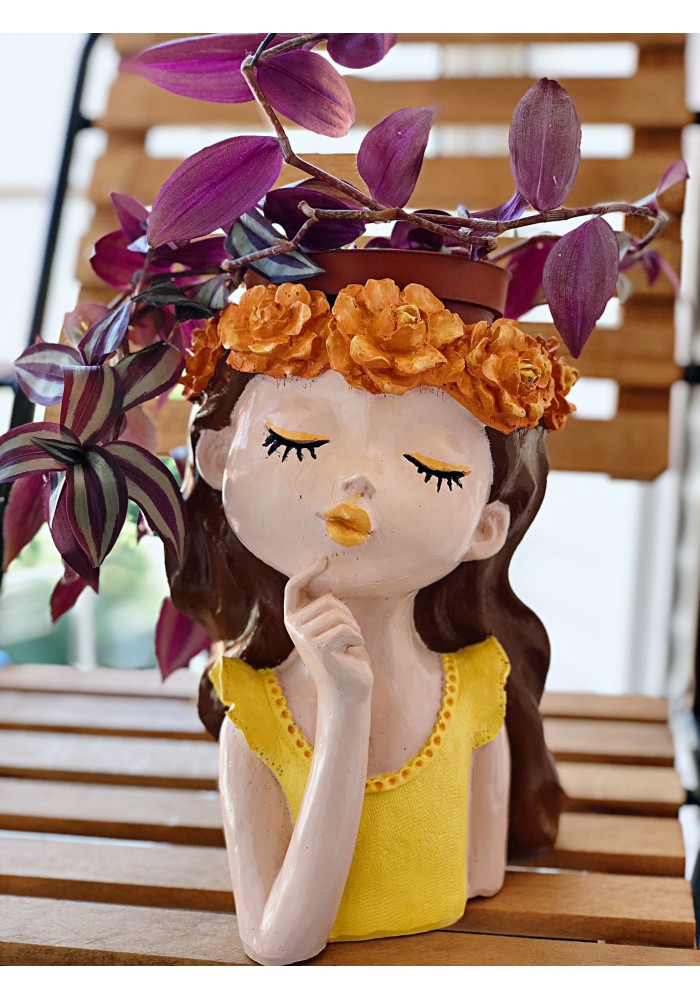çiçekli kız saksı -model 1